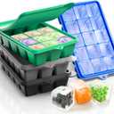 Silicone Ice Cube Trays With Lids 4 Packs, Lxndaser Easy Release Silicone Ice Cube Molds for Freezer, 60 Grids Leak-Proof Stackable Square Ice Trays for Cocktail, Whisky, Baby Food,coffee