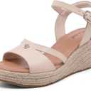 Ruiee Womens Wide Width Wedge Sandals. | Wide Width, Summer Platform, Espadrille Wedge Heels, Ankle Strap, Open Toe (Beige)