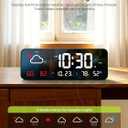 Digital Wall Clock, Digital Clock Large Display with Network Auto-Synced, Corded Smart LED Alarm Clocks Real-Time Shows Weather, Indoor/Outdoor Temp Humidity for Living Room Bedroom Classroom Office