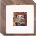 AEVETE 10x10 Picture Frames Brown Rustic Square Frame with 5x5 Mat for Tabletop Wall Decor