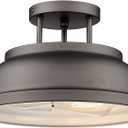 zeyu Farmhouse Semi-Flush Mount Ceiling Light - 2-Light 12 Inch Ceiling Light Fixture for Bedroom Kitchen Hallway, Oil Rubbed Bronze Finish, ZY29-F ORB