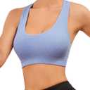 Black Sports Bras Workout Tank for Women Yoga Gym Top with Built Bra Woman Seamless Crop Fitness Racerback Bra Top (Blue, M)