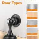 Door Stoppers Magnetic Door Catch - 2 Pack Stainless Steel Heavy Duty Door Holder Stops for Bottom Top of Door - Wall Floor Mounting No Drill 3D Adhesive & Screws Strong Magnet Keep Door Open