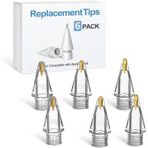 Replacement Pencil Tips for Apple Pencil Pro - 6 Pack Fine Point Metal Tip for Apple Pencil 2nd Generation and 1st Generation