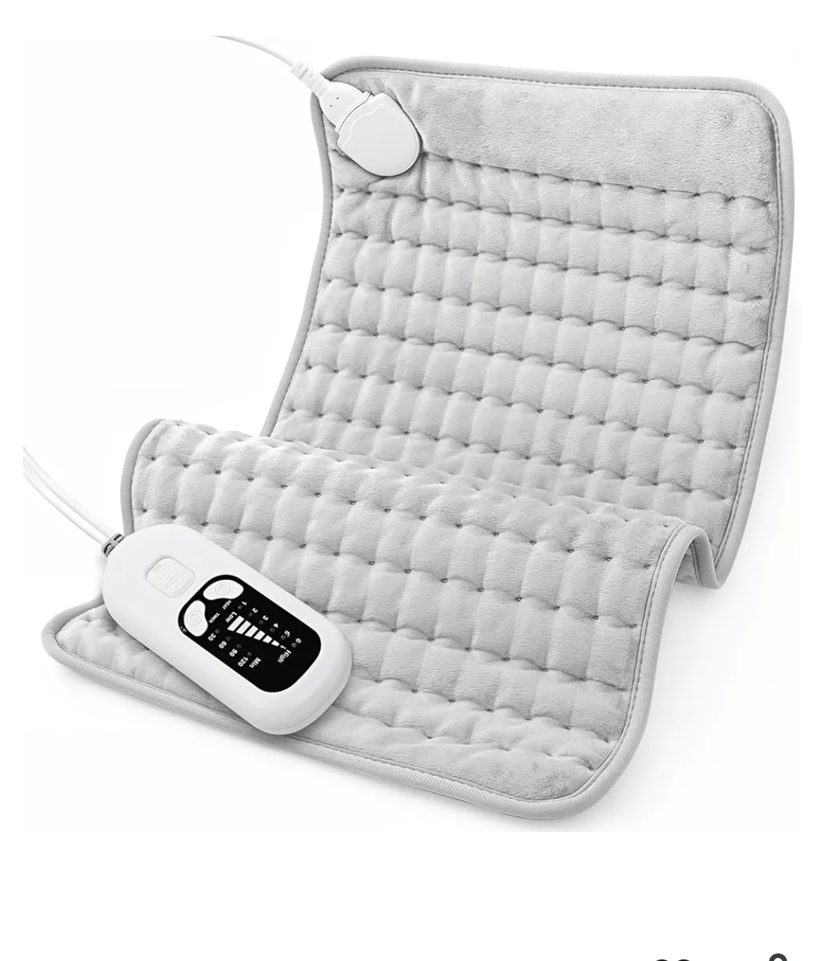 Deepsoon Heating Pad,Electric Heating Pads for Back,Neck,Abdomen,Moist Heating Pad for Shoulder,Knee,Arms,Legs,Dry/Moist Heat & Auto Shut Off,Christmas Gifts for Men and Women,White Gray,24x12 Inch