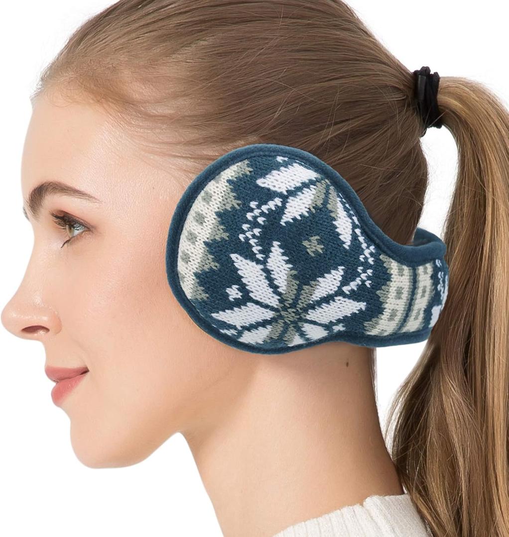 Venswell Knit Ear Muffs for Winter Women Men Soft Earmuffs Cold Weather Fleece Ear Warmers Cover Foldable & Adjustable