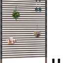 Outdoor Privacy Screen Fence with Stand 4FT x 6FT, Freestanding Privacy Fence Panels for Outside, No Dig Fence for Air Conditioner, Trash Can, AC Unit, Patio Lattice Fence Trellis Brown