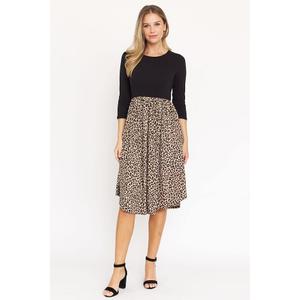 Women 2025 Dress Casual Vacation Long Sleeve Spring Boho Split Beach Flowy Trendy (Brown Leopard, M)