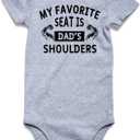 UNIFACO Unisex Baby Funny Saying Outfit Short and Long Sleeve Bodysuits Romper (0-3 Months, A-a-my Favorite Seat is Dad's Shoulders)