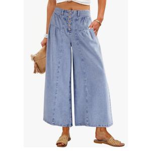 Womens Wide Leg Barrel Jeans 2026 Fashion Spring Baggy High Waisted Trendy Cropped Flowy Denim Pants with Pockets 10