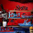 6 Pcs Spider Bithday Party Decoraions Spider Wooden Table Decorations Red and Blue Pattem Design Happy Birthday Table Centerpiece Sign for Boy Cartoon Party Supplies