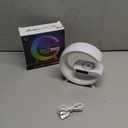 LED Table Lamp with Wireless Charger, G Shaped Night Light Lamp with Bluetooth Speaker, Sunrise Alarm Clock, Smart Mini Atmosphere Lamp for Bedroom, Office, Living Area (White)