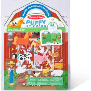 Melissa & Doug Puffy Sticker Play Set On The Farm, 52 Reusable Stickers with 2 Fold-Out Scenes, Restickable Animal Arts and Crafts Activity Book for Kids Ages 4+ - FSC Certified
