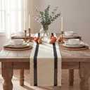Artoid Mode Black Stripe Woven Table Runner, Seasonal Holiday Hollow Kitchen Dining Table Decoration for Home Party Decor 12x120 Inch