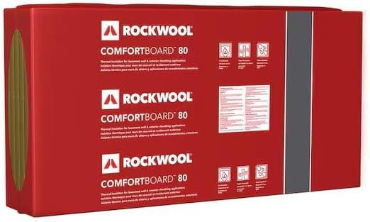 Rockwool RXCB11224, ComfortBoard 80 R-6.3 Rigid Stone Wool Insulation Board, 1.5" x 24" x 48", Covers 48 sq. feet, Fire Resistant Rockwool RXCB11224, ComfortBoard 80 R-6.3 Rigid Stone Wool Insulation Board, 1.5" x 24" x 48", Covers 48 sq. feet, Fire Resistant