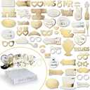 SOUL SHIFT 60PCs Fully Assembled Wedding Photo Booth Props - Prop Stand - Gold Signs - Elegant Wedding & Reception Party Supplies- Funny Wedding Props -Gold Foil Print – Bridal Photo Booth