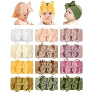 doboi 12PCS Baby Girl Bows Baby Headbands Ribbon Bow Nylon Headbands Hair Accessories Big Baby Bows for Baby Girls Infant Newborn Toddler