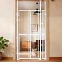 74.80-98.43" Extra Tall Cat Gate for Doorway, Wide Adjustable 20.8"-38" Clear Pet Safety Gate, Auto Close No Drilling Full Door Gate for Stairs, Studio, Kitchen- White