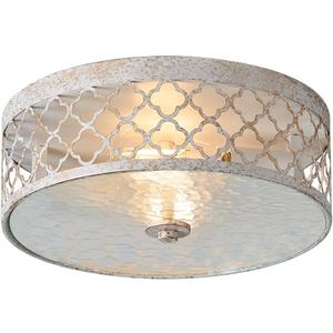 Flush Mount Ceiling Light, 12-inch Ceiling Light Fixtures Metal Cage Drum Shade, 2-Light Kitchen Light Fixtures, Rustic Antique White Style Ceiling Light, MX100029