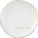 InnoBeta Ceramic Jewelry Tray, Decorative Trinket Dish for Rings Earrings Necklaces Bracelet Watch Keys, Birthday for Women, Mother's Day Christmas Gift for Women, 4.75", White Surface Gold (E)