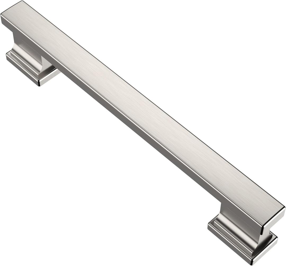 Alzassbg 10 Pack Brushed Satin Nickel Cabinet Pulls, 5 Inch(128mm) Hole Centers Kitchen Cabinet Handles for Cabinets and Drawers AL3061SN (5" Hole Center)