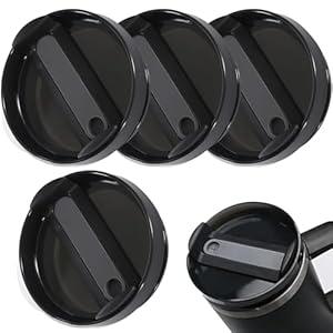 4 Pack Tumbler Lid Replacement for 40 oz Stanley Cup, Spill Proof Clear Replacement Lids Fit for Stanley Travel Tumbler, Reusable Accessorie Cover Black