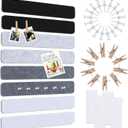 Vuzvuv 8 pcs Bulletin Board Bar Strips No Adhesive Backing with Glue Points Self Adhesive Cork Board for WallFelt Pin Board for SchoolOffice Decor(Black White Grey)
