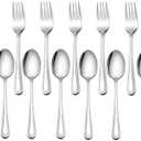 LIANYU 16-Piece Kids Childrens Silverware Set, Include 8 Kids Spoons and 8 Kids Forks, Stainless Steel Toddler Utensils Flatware Set, Child Cutlery for Home Preschools, Dishwasher Safe