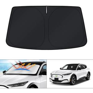 KUST Windshield Sun Shade for Ford Mustang Mach-E 2021 2022 2023 2024 2025 2026 Mache Accessories Sunshade Sun Protector Foldable Blocks UV Rays Keep Cars Cooler