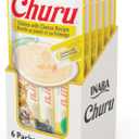 INABA Churu Cat Treats, Grain-Free, Lickable, Squeezable Creamy Pure Cat Treat/Topper with Vitamin E & Taurine, 0.5 Ounces Each Tube, 24 Tubes (4 per Pack), Chicken with Cheese Recipe