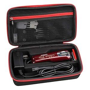 Aproca Hard Travel Storage Case Compatible with Wahl Professional 5-Star #8148#8504 Cord/ Cordless Magic Clip (Black with Red Zipper)