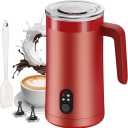 Milk Frother, 4-in-1 Milk Frother and Steamer, 13.5oz/400ml Automatic Hot and Cold Foam Maker and Milk Warmer, Electric Frother for Coffee, Latte, Cappuccino, Macchiato, Matcha(Red)