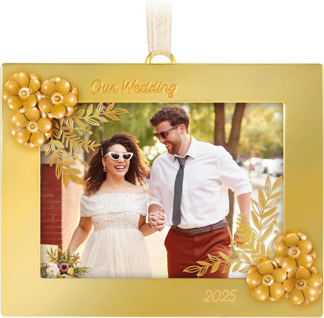 Hallmark Keepsake Christmas Ornament, Our Wedding 2025 Photo Frame, Metal, Wedding Gifts