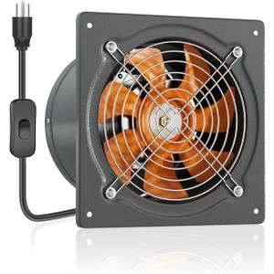 HG Power 10 Inch Exhaust Fan 988 CFM Kitchen Exhaust Fan Wall Mount with Backdraft Damper, Metal Plug In, Extractor Exhaust Ventilation Fan for Attic, Basements, Ceiling, Shop, Greenhouse
