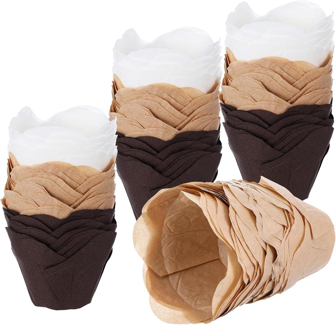 300 Pcs Lotus Tulip Cupcake Liners Baking Muffin Paper Baking Cups Cupcake Liners Holders Cupcake Wrapper for Party, Wedding, Birthday, Christmas, Baby Showers, 3 Colors 300 Pcs Lotus Tulip Cupcake Liners Baking Muffin Paper Baking Cups Cupcake Liners Holders Cupcake Wrapper for Party, Wedding, Birthday, Christmas, Baby Showers, 3 Colors