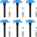 Ignition Coil Pack for Chrysler 200 11-17, 300, Town & Country 11-16, Dodge Avenger 11-14, Challenger, Charger, Durango 11-15, Grand Caravan, Journey - 6 Pack UF648 (BLUE Coil Pack & Spark Plugs)