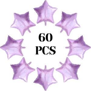 60 Pcs 10in Star Shaped Balloons Lilac Light Purple Foil Mylar Balloons Small Foil Balloon Decoration for Women Girls Valentine's Day Birthday Wedding Proposal Bridal Bachelorette Party Decor