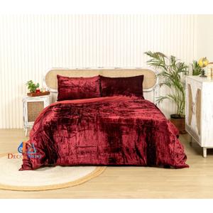 Ultra-Luxe Crushed Velvet Duvet Covers Burgundy Queen Boho Bedding UO Comforter Bedding Donna Cover,3 Pc Duvet Set, Luxury Hotel Quality 1 Duvet and 2 Pillowshams (90" x 90")