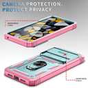 for Google Pixel 8 Pro Case Military Grade Drop Shock Protection Cell Phone Cover with Slide Camera Cover Built-in 360 Rotate Ring Stand for Pixel 8 Pro 6.7 - Pink