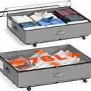 XXXL 78L Under Bed Storage with Wheels, Rolling Storage Containers with Clear Lid & Label, Heavy-Duty Metal Frame, Easy Pull-out, Underbed Storage Bins for Clothes, Shoes, Blankets, and Toys, 2 Pack