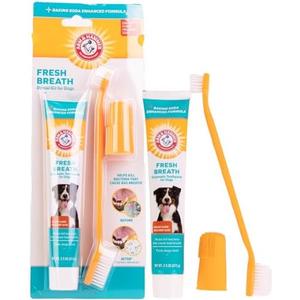 Arm & Hammer for Pets Fresh Breath Enzymatic Dog Dental Care Kit - Includes Dog Toothpaste, Dual Sided Toothbrush and Fingerbrush - Bad Breath Treatment, Chicken Flavor, 2.5 Ounce 2 Packs