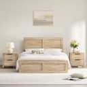 KISLOT 3-Piece Bedroom Set, Bed Frame & 2 Nightstands, Natural, Queen