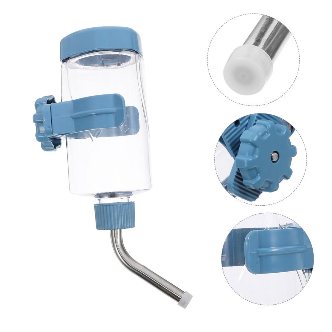 Hamster Water Bottle Hanging Container for Small Pets Including Guinea Pigs Gerbils Hedgehogs Transparent Blue Plastic Leak-Proof Water Feeder for Cage Use