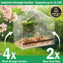 Window Bird Feeder with 4 Extra Strong 2.36'' Suction Cups - 4.35' Extra Deep Removable Tray for Large Capacity, Clear Birdhouse for Outside Viewing, Gift for Cardinals, Finches & Bluebirds