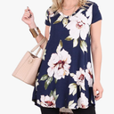 Popana Womens Short Sleeve Summer Tunic Tops to Wear with Leggings Loose Fit Plus Size M