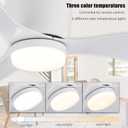 GESUM 42" Flush Mount Ceiling Fan Light with 3 Colors, 6 Speeds, Timing, Low Profile Ceiling Fan with Remote Control 3 Blades for Bedroom Dining Room (White)