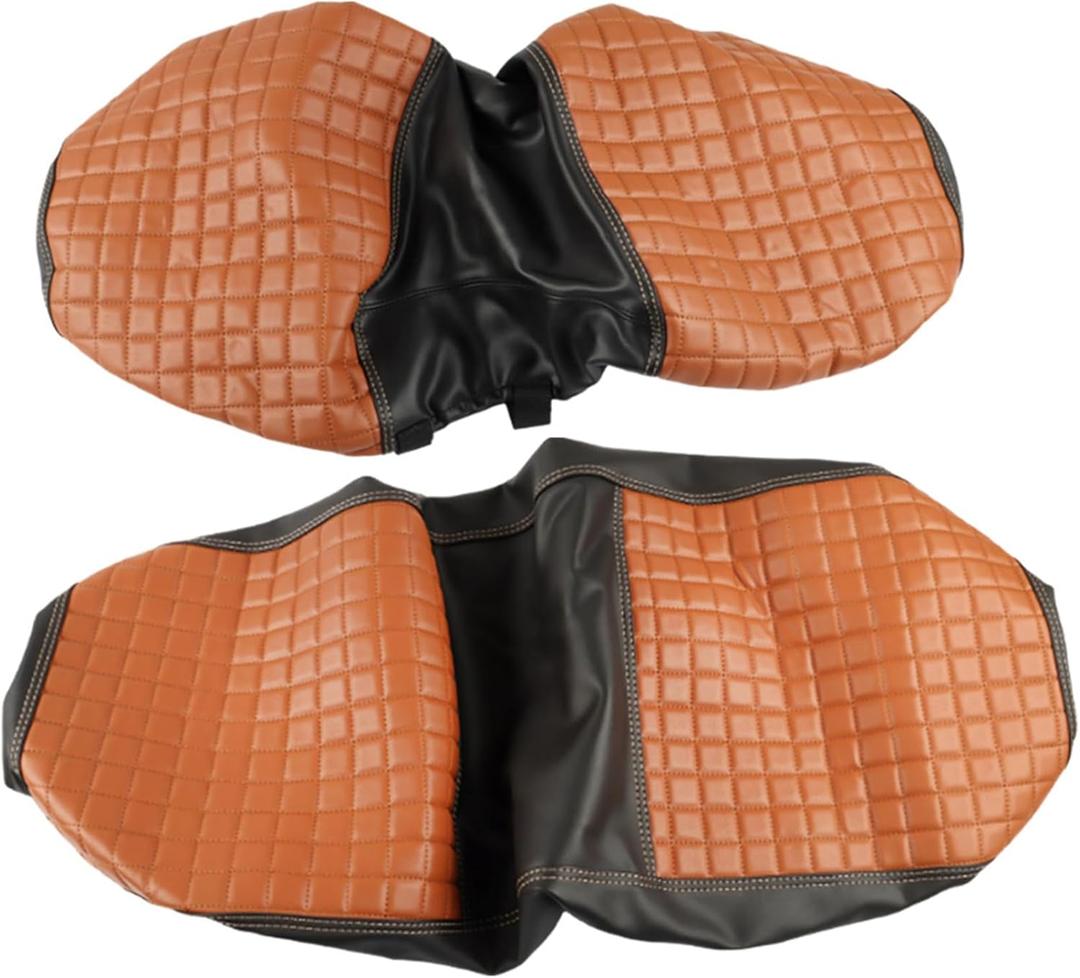 WFLNHB Golf Cart Seat Cover Kit Replacement for Common Seat Cushion Golf cart Vinyl Seat Cover (Brown)