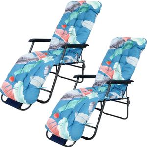 Huwena 2 Pcs Outdoor Lounge Chair Cushions 67 x 21 Inch Patio Lawn Lounger Cushion Floral Printed Thickened Lounge Chaise Pads Replacement for Outdoor Indoor Furniture(Fresh)