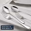 Hiware 24-piece Forks and Spoons Silverware Set, Food Grade Stainless Steel Flatware Cutlery Set for Home, Kitchen and Restaurant, Mirror Polished, Dishwasher Safe