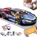 Sport Car Building Block Sets for Adults, Technical Remote Control APP Race Car with LED Lights,Collectible 1:14 Model Scale Engineering Toy Men Teens Boys Birthday Gift Age 8+ 8-12 12 13 14